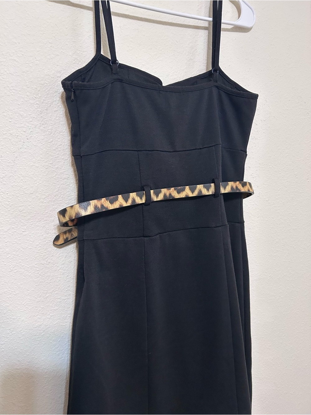 Sele Black Cami Strap Bustier Dress with Leopard Print Belt Large - Picture 8 of 9
